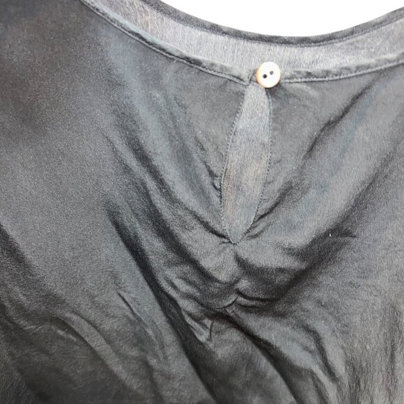 Marguerite Li vintage 80s black 100% silk short sleeved top L - Picture 4 of 4